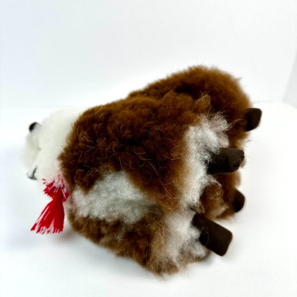 Handmade Stuffed Llama – 100% Natural Llama Wool, Brown & Ivory, Made in Peru - Picture 4 of 12